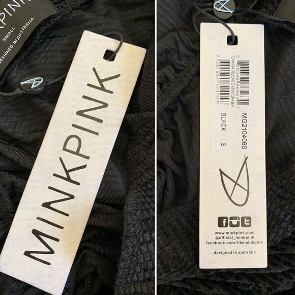 MinkPink Chaima‎ Ruched Mini Dress in Black Size S - Picture 9 of 12